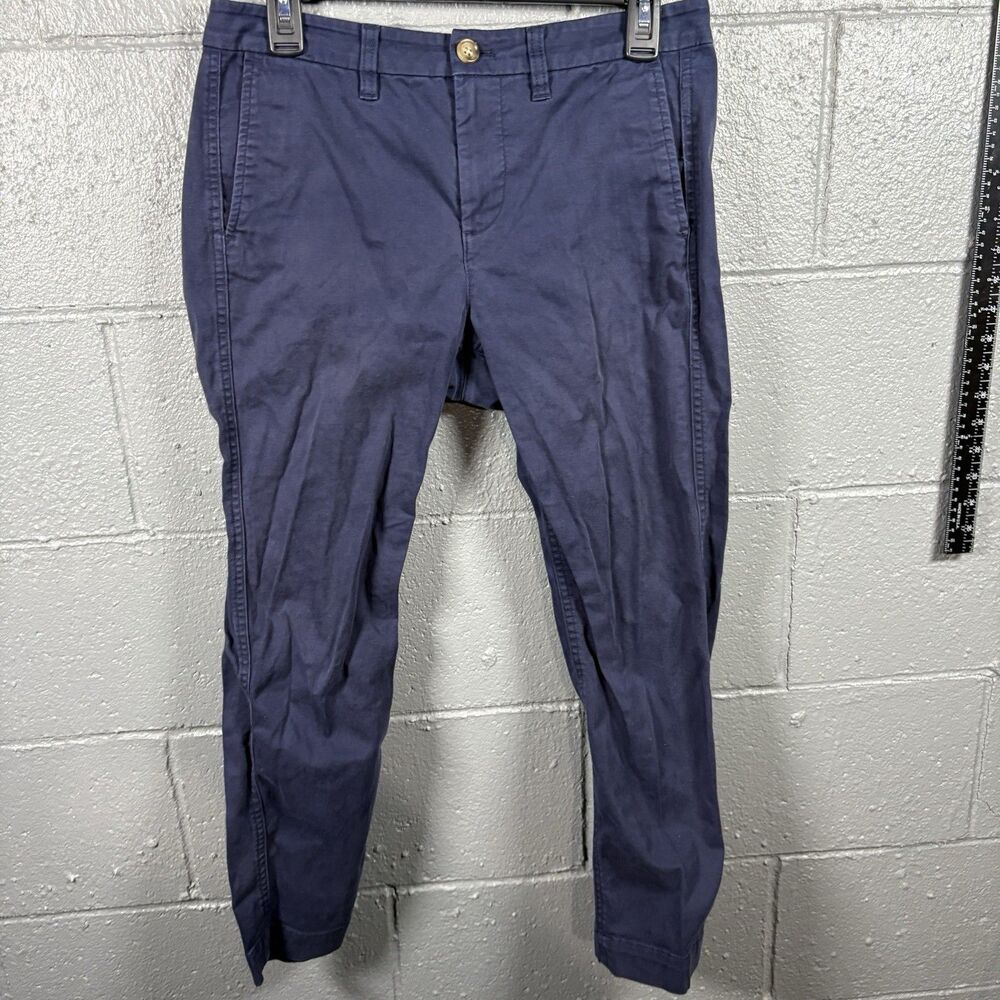 J Crew Navy Blue Straight Leg Chino Pants Flat Front Womens Size 6P